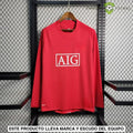 Camiseta Manchester United 07-08, Local, Manga Larga (Versión Retro)