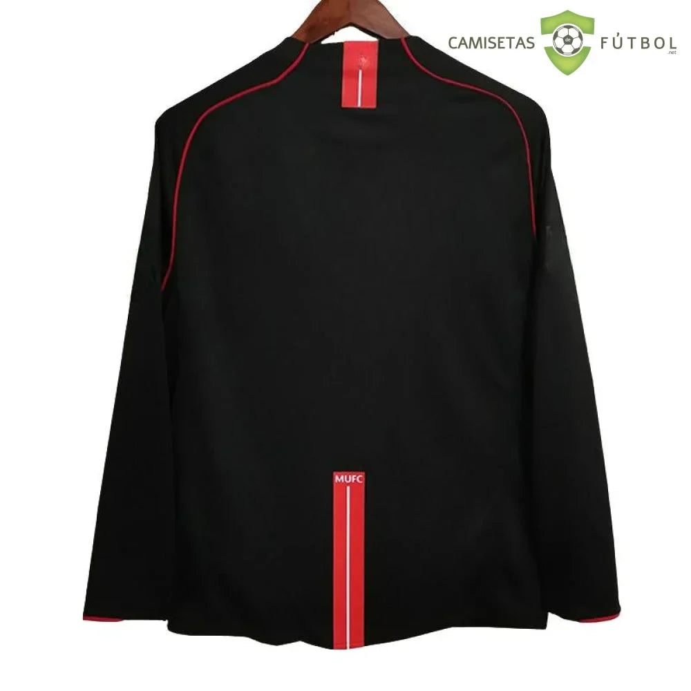 Camiseta Manchester United 07-08, Visitante, Manga Larga (Versión Retro)