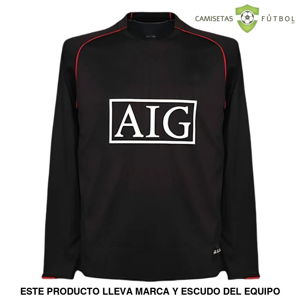 Camiseta Manchester United 07-08, Visitante, Manga Larga (Versión Retro)