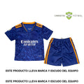 Equipación R.M. 21-22, Visitante, Niño,(Lleva personalización Donate 5, La Liga)(ENTREGA EN 24-72 HORAS)